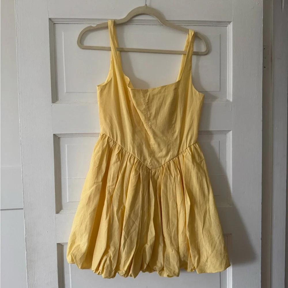 Yellow Bubble Hem Mini Dress - Picture 5 of 6